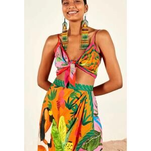 FARM RIO Tropical Bahia Girl Wrap Skirt Birds Mini Travel Resort